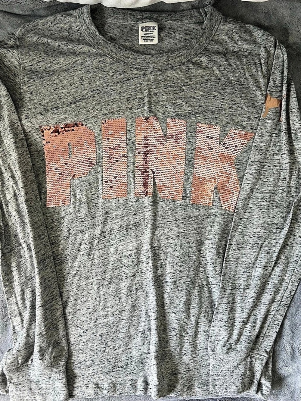 Victorias Secret PINK Long Sleeve Sequin Rose Gold